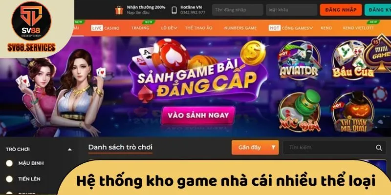 Hệ thống kho game nhà cái nhiều thể loại